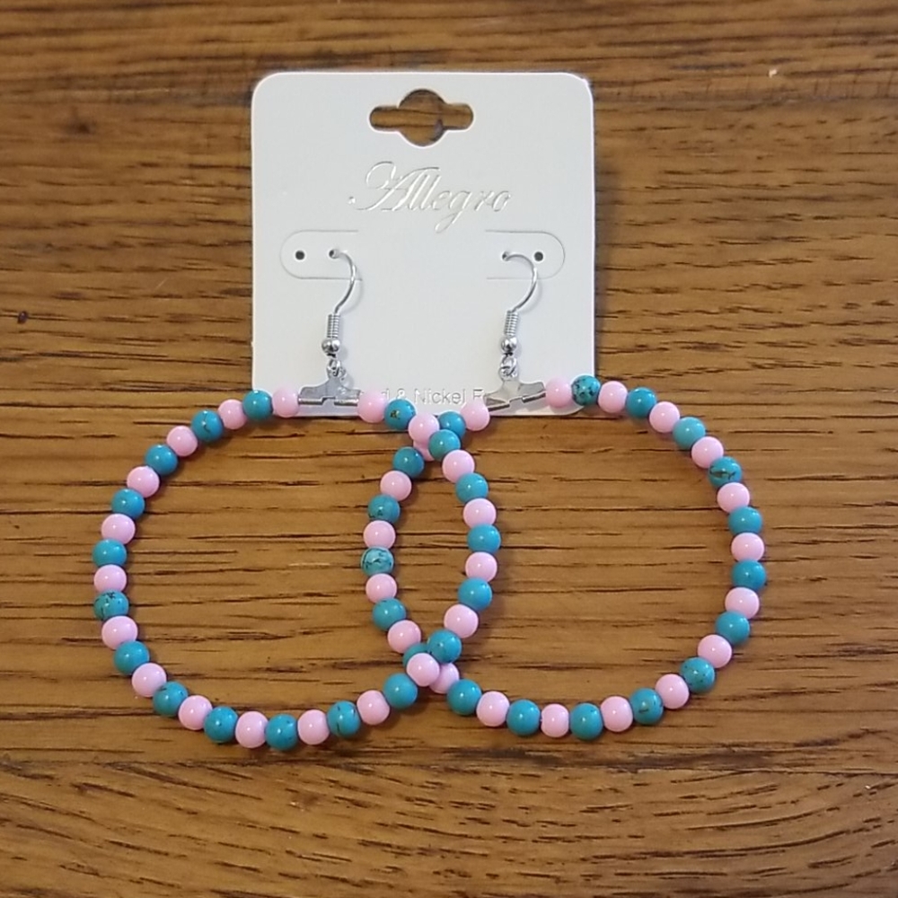 Pink & Turquoise Bead Earrings
